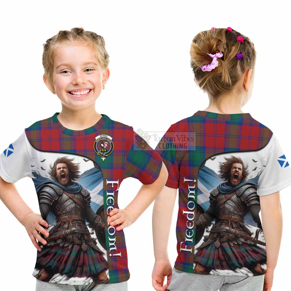 Tartan Vibes Clothing Byres (Byses) Crest Tartan Kid T-Shirt Inspired by the Freedom of Scottish Warrior