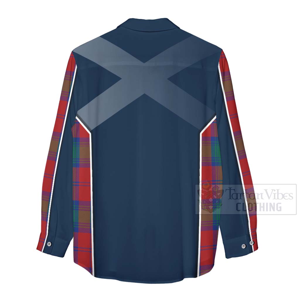 Tartan Vibes Clothing Byres (Byses) Tartan Women's Casual Shirt with Family Crest and Scottish Thistle Vibes Sport Style