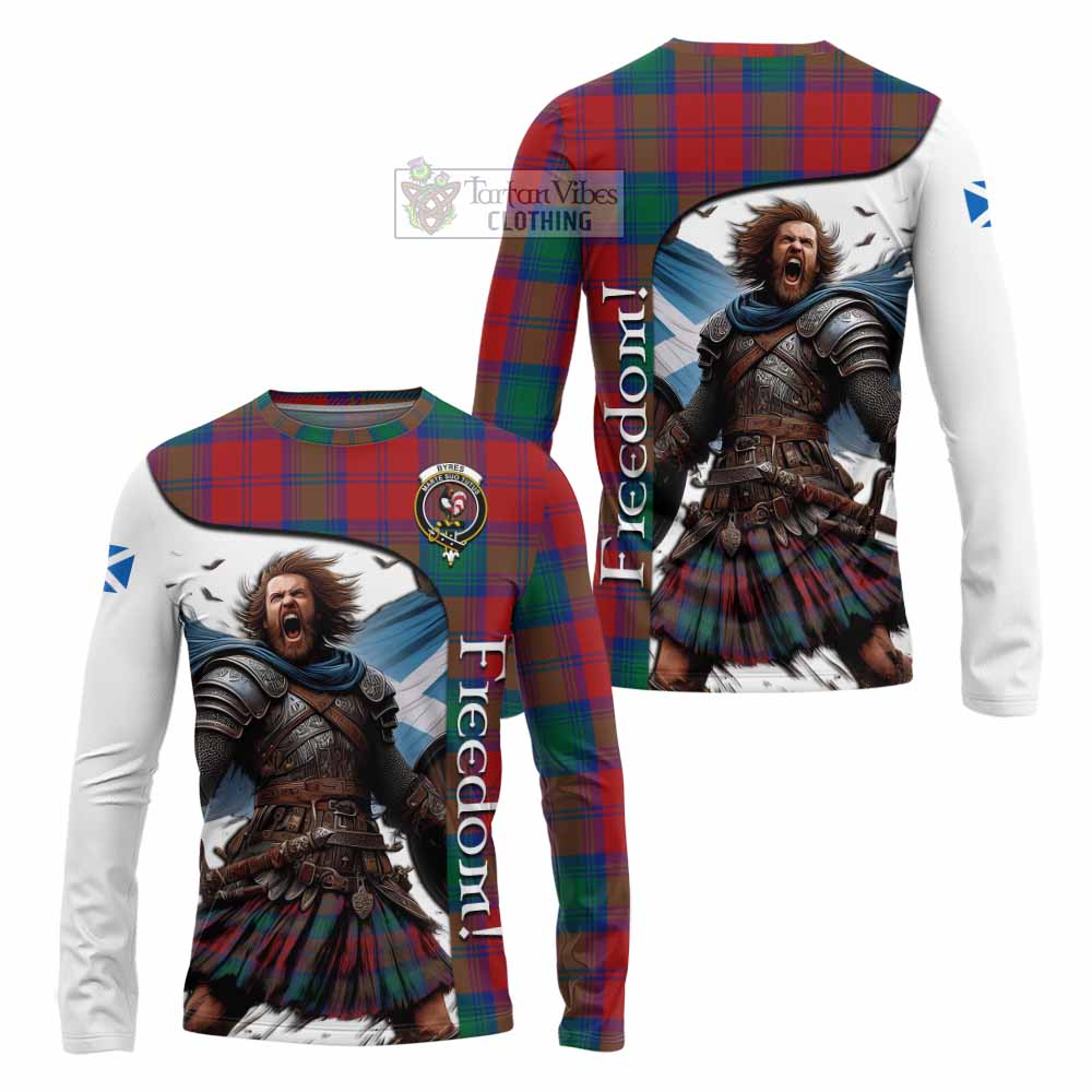 Tartan Vibes Clothing Byres (Byses) Crest Tartan Long Sleeve T-Shirt Inspired by the Freedom of Scottish Warrior