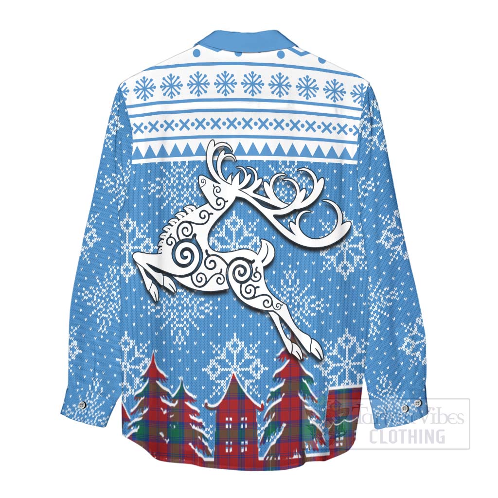 Tartan Vibes Clothing Byres (Byses) Clan Christmas Women's Casual Shirt Celtic Reindeer Style