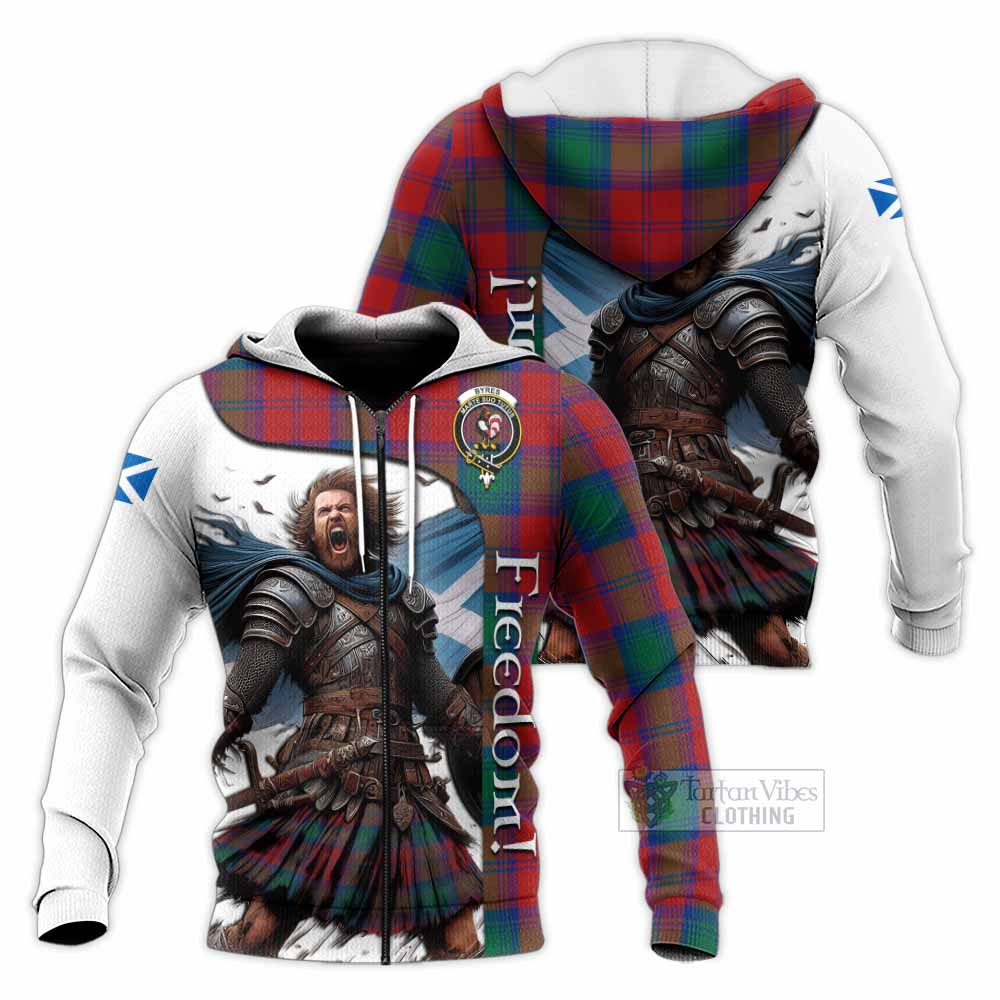 Tartan Vibes Clothing Byres (Byses) Crest Tartan Knitted Hoodie Inspired by the Freedom of Scottish Warrior