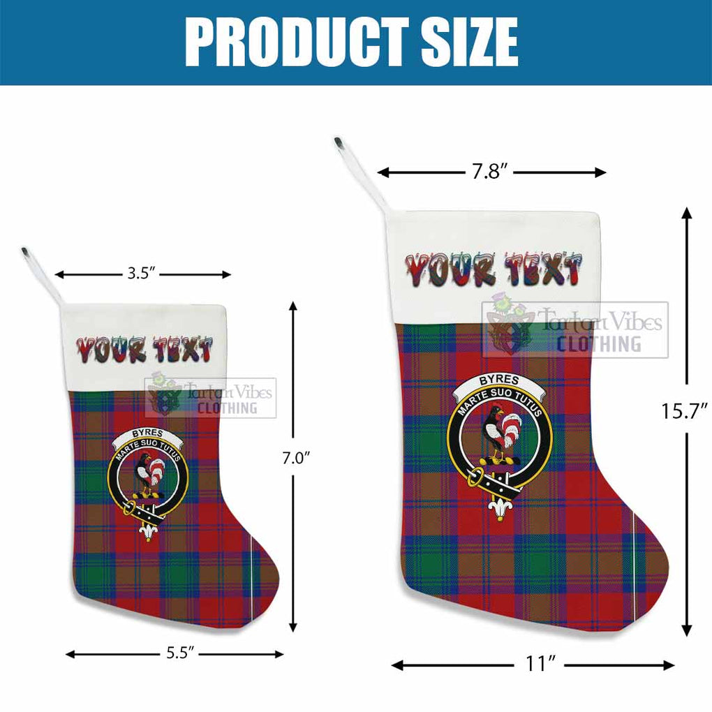 Byres (Byses) Tartan Family Crest Christmas Stocking with Personalized Text - Tartan Vibes Clothing