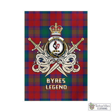 Byres (Byses) Tartan Garden Flag with Clan Crest and the Golden Sword of Courageous Legacy - Tartan Vibes Clothing
