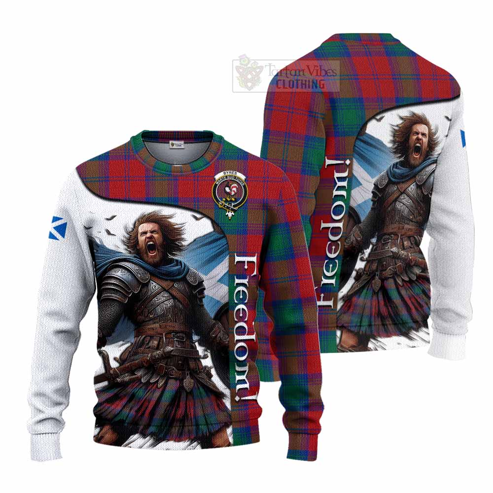 Tartan Vibes Clothing Byres (Byses) Crest Tartan Knitted Sweater Inspired by the Freedom of Scottish Warrior