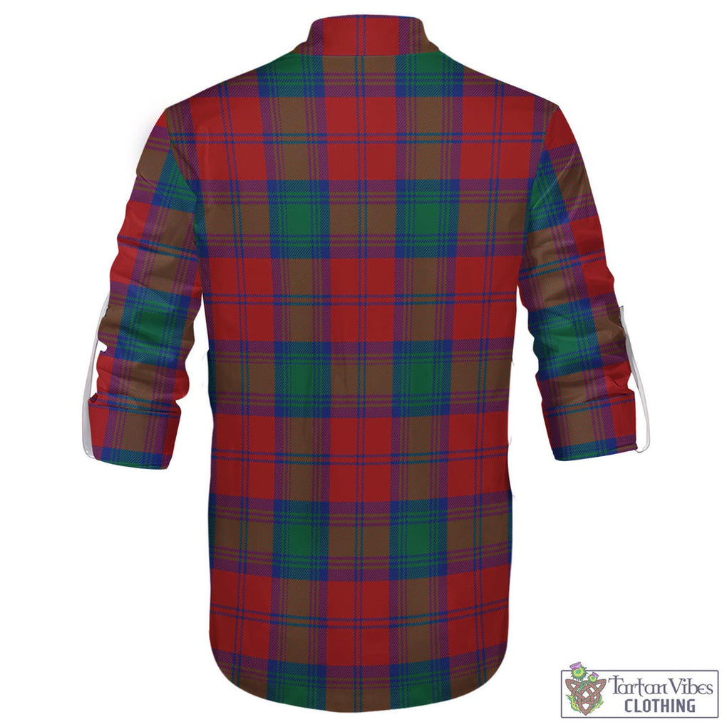 Tartan Vibes Clothing Byres (Byses) Tartan Men's Scottish Traditional Jacobite Ghillie Kilt Shirt with Family Crest