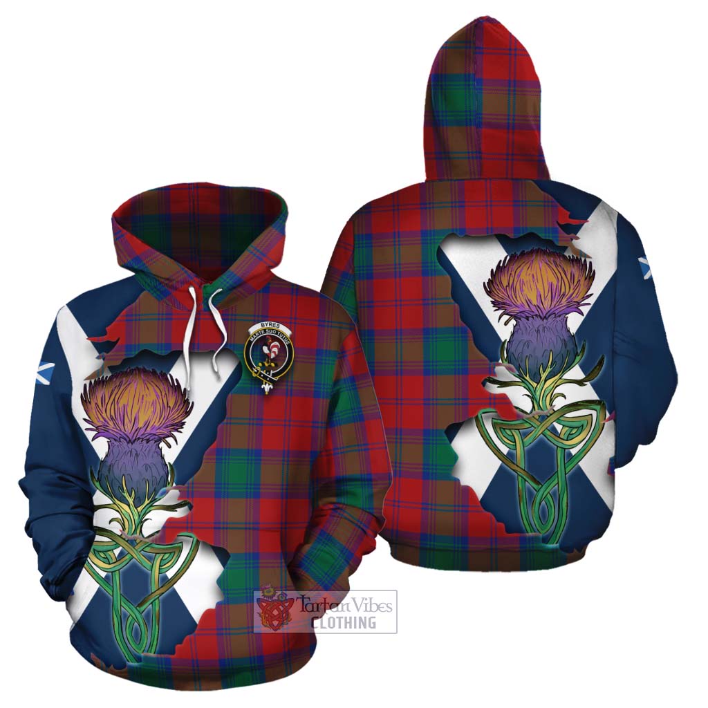 Byres (Byses) Tartan Family Crest Cotton Hoodie Scottish Thistle Celtic Inspired - Tartan Vibes Clothing