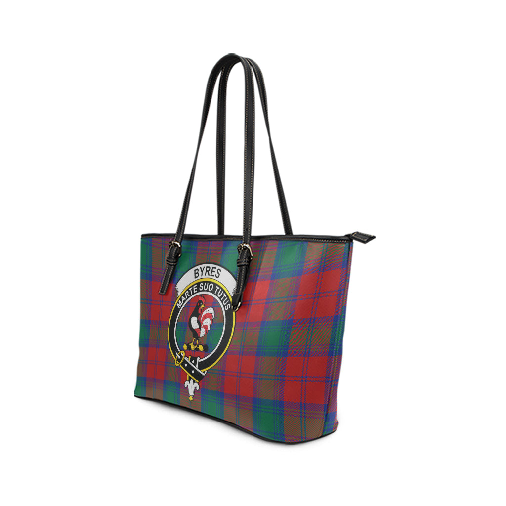 Byres (Byses) Tartan Leather Tote Bag with Family Crest