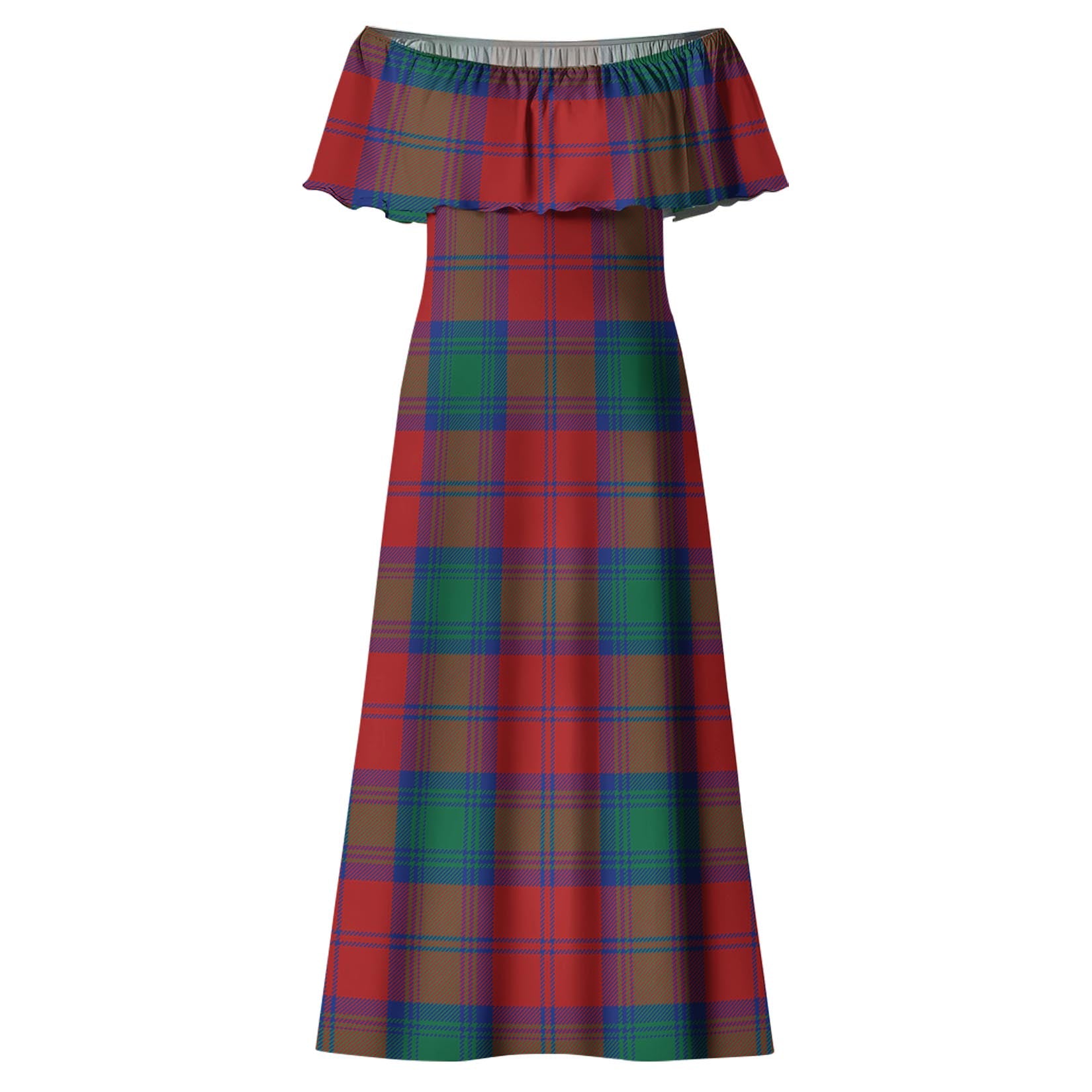 Byres (Byses) Tartan Off Shoulder Long Dress - Tartanvibesclothing