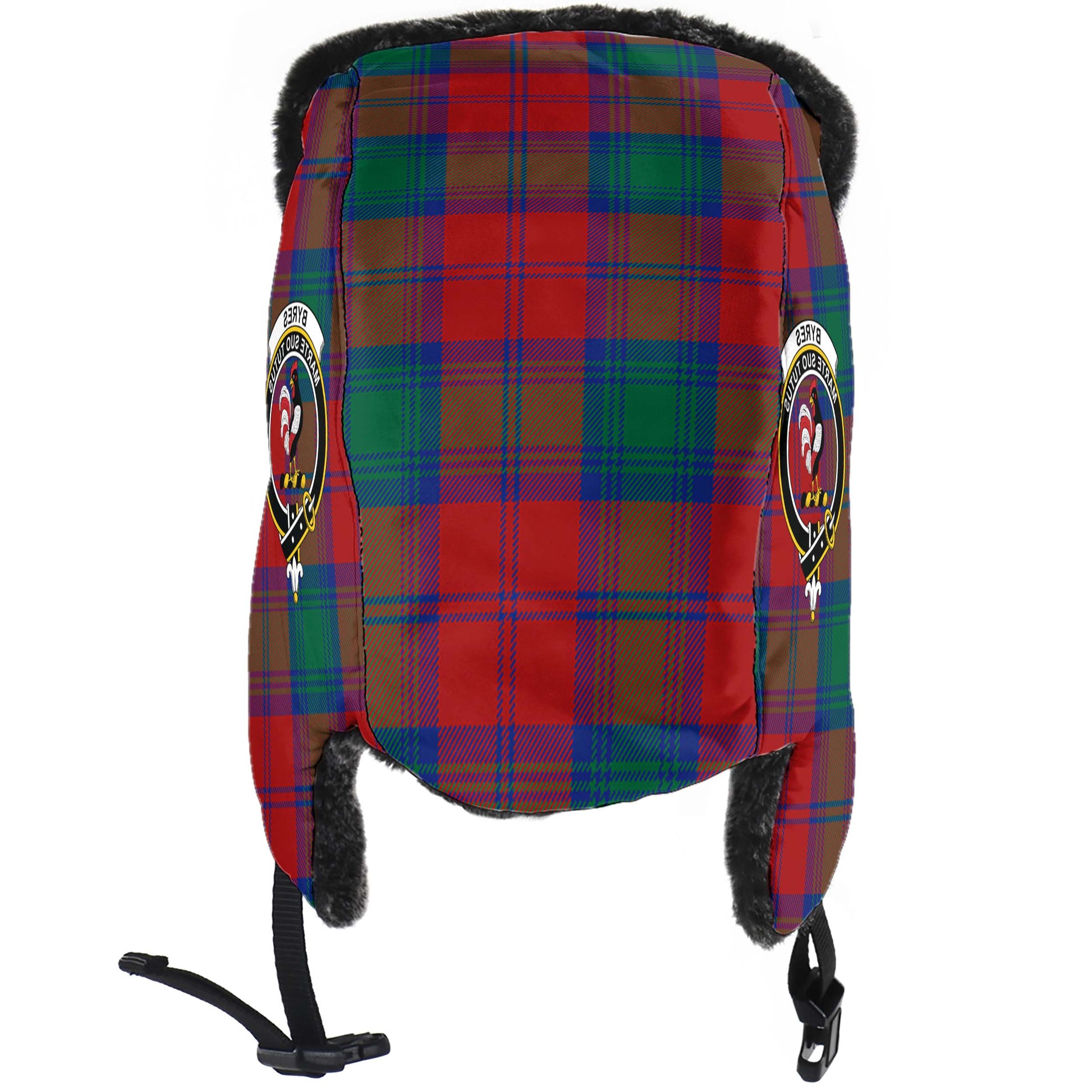 Byres (Byses) Tartan Winter Trapper Hat with Family Crest - Tartanvibesclothing