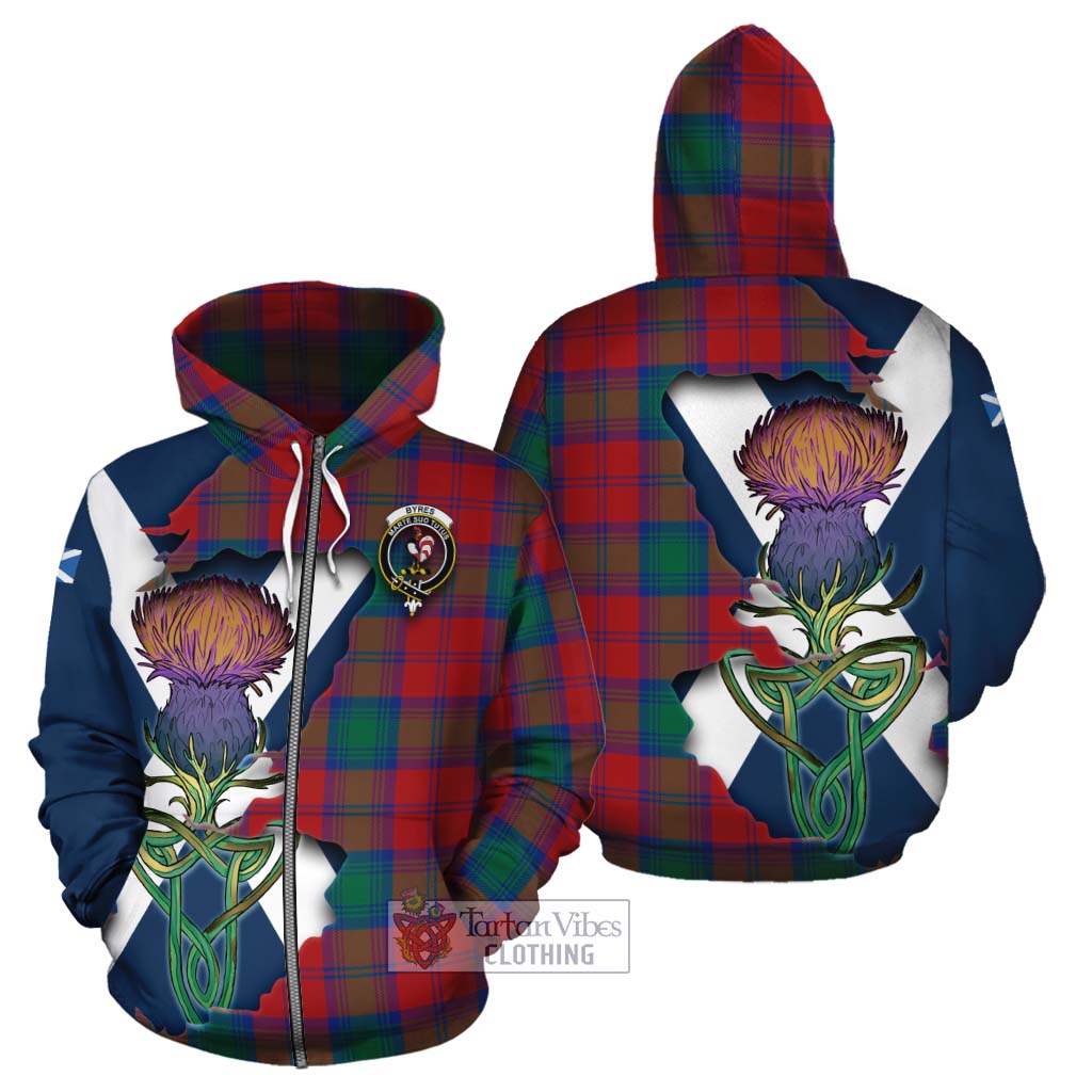 Byres (Byses) Tartan Family Crest Cotton Hoodie Scottish Thistle Celtic Inspired Zip Hoodie - Tartan Vibes Clothing