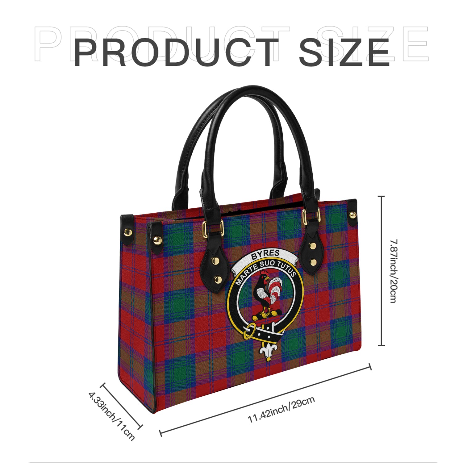 Byres (Byses) Tartan Leather Bag with Family Crest