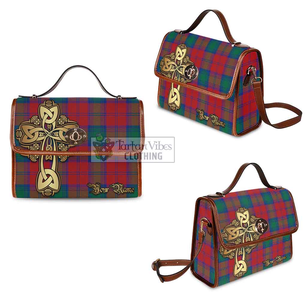 Tartan Vibes Clothing Byres (Byses) Tartan Waterproof Canvas Bag Golden Thistle Celtic Cross Style