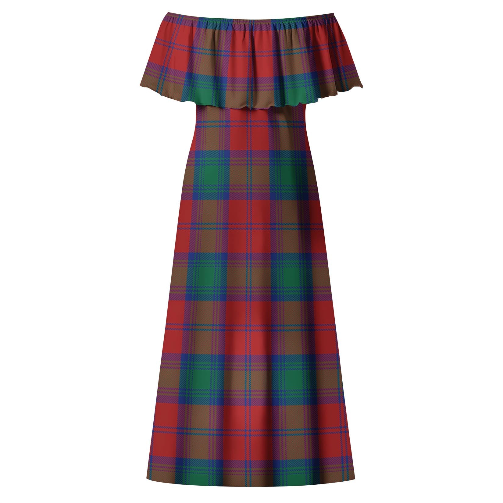 Byres (Byses) Tartan Off Shoulder Long Dress - Tartanvibesclothing