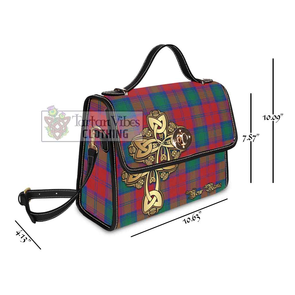 Tartan Vibes Clothing Byres (Byses) Tartan Waterproof Canvas Bag Golden Thistle Celtic Cross Style