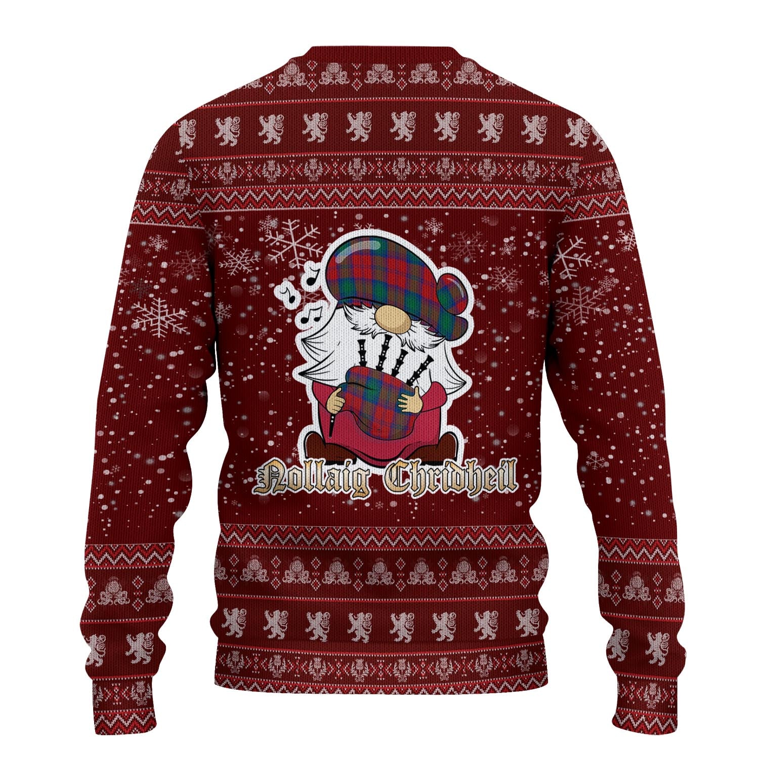 Byres (Byses) Clan Christmas Family Knitted Sweater with Funny Gnome Playing Bagpipes - Tartanvibesclothing