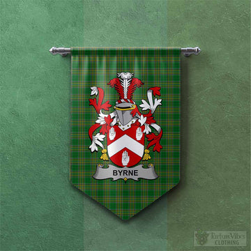 Byrne Irish Clan Tartan Gonfalon, Tartan Banner with Coat of Arms Chevron - Tartan Vibes Clothing