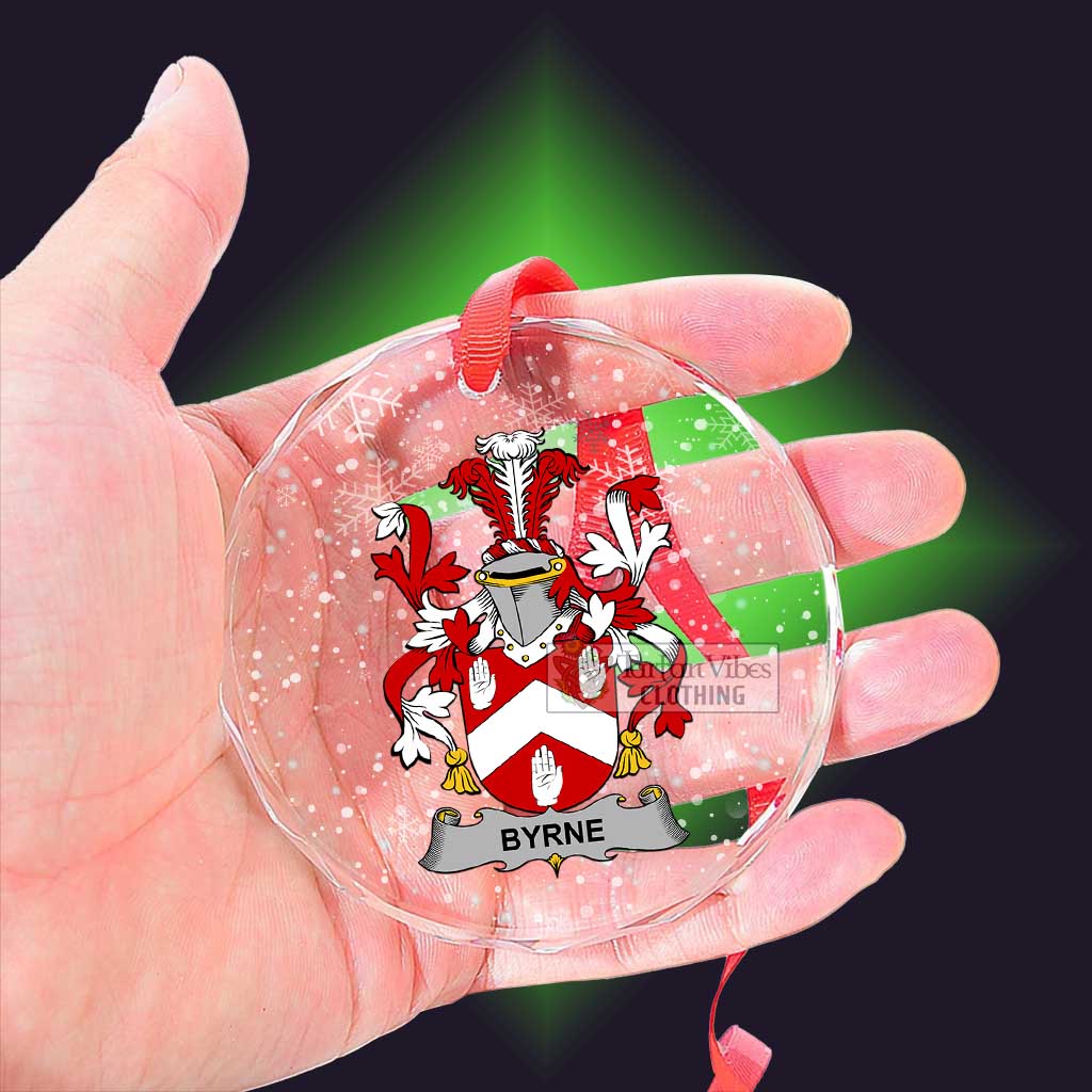 Tartan Vibes Clothing Byrne Irish Clan Christmas Glass Ornament with Coat of Arms