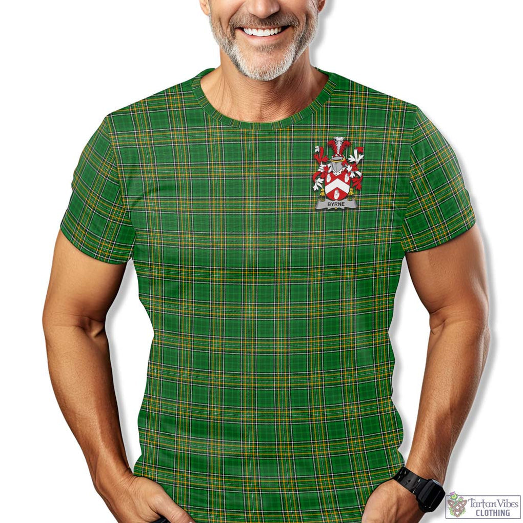 Tartan Vibes Clothing Byrne Ireland Clan Tartan T-Shirt with Family Seal