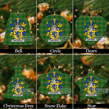 Cadogan Irish Clan Tartan Christmas Ceramic Ornament with Coat of Arms