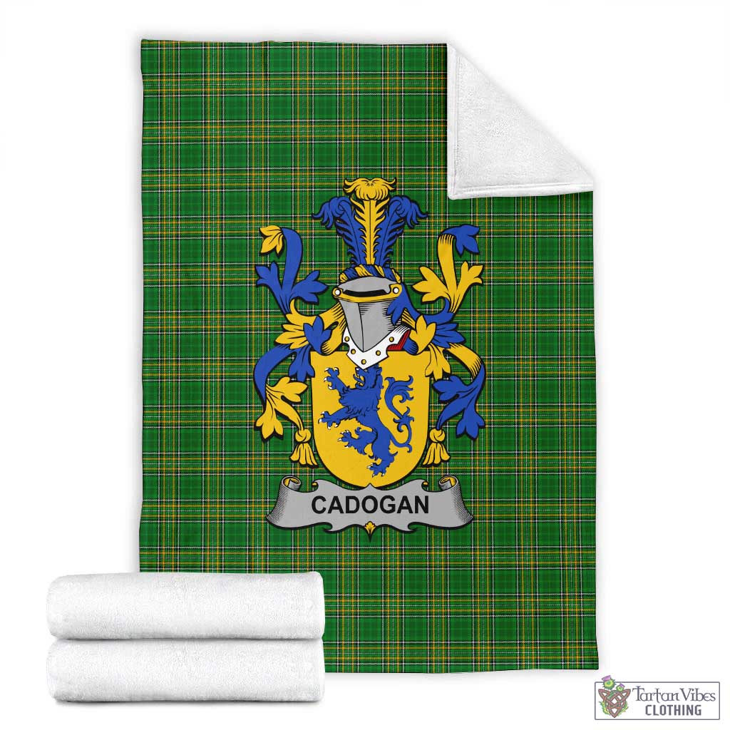 Cadogan Irish Clan Tartan Blanket with Coat of Arms X-Large 59 x 79 inches 150 x 200 cm - Tartan Vibes Clothing