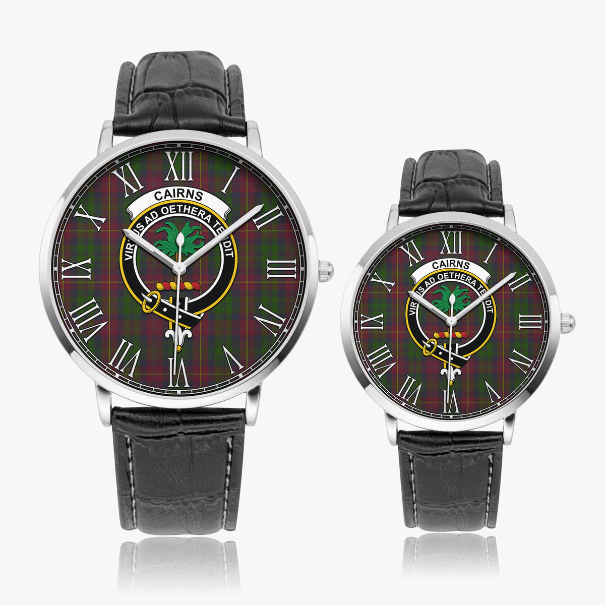 Cairns Tartan Family Crest Leather Strap Quartz Watch - Tartan Vibes Clothing