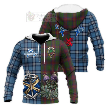 Cairns Tartan Knitted Hoodie Happy St. Andrew's Day Half Tartan Style Unisex Knitted Pullover Hoodie - Tartan Vibes Clothing