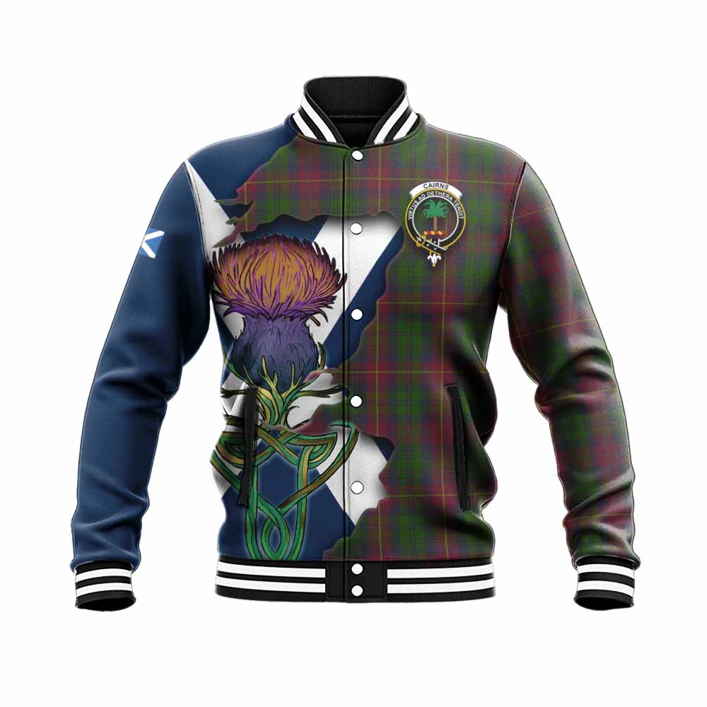 Cairns Tartan Family Crest Baseball Jacket Scottish Thistle Celtic Inspired Unisex - Tartan Vibes Clothing