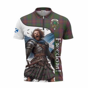 Cairns Crest Tartan Zipper Polo Shirt Inspired by the Freedom of Scottish Warrior Unisex - Tartan Vibes Clothing