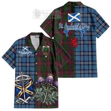 Cairns Tartan Hawaiian Shirt Happy St. Andrew's Day Half Tartan Style Kid - Tartan Vibes Clothing