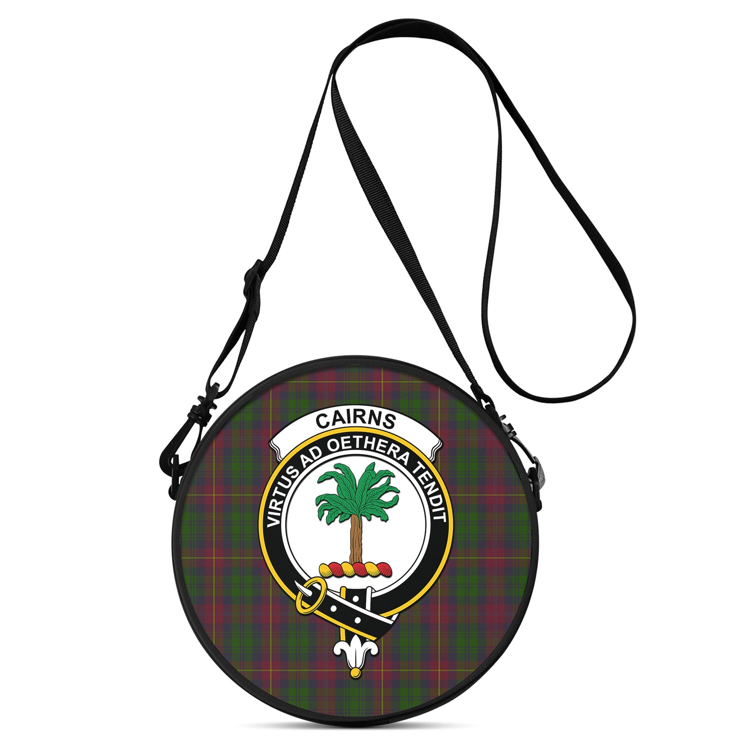 Cairns Tartan Round Satchel Bags with Family Crest One Size 9*9*2.7 inch