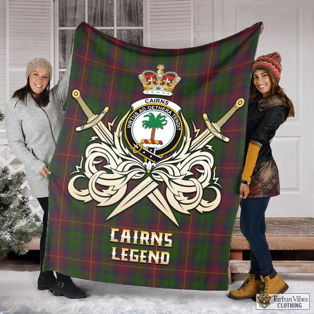 Cairns Tartan Blanket with Clan Crest and the Golden Sword of Courageous Legacy X-Large 59 x 79 inches 150 x 200 cm - Tartan Vibes Clothing