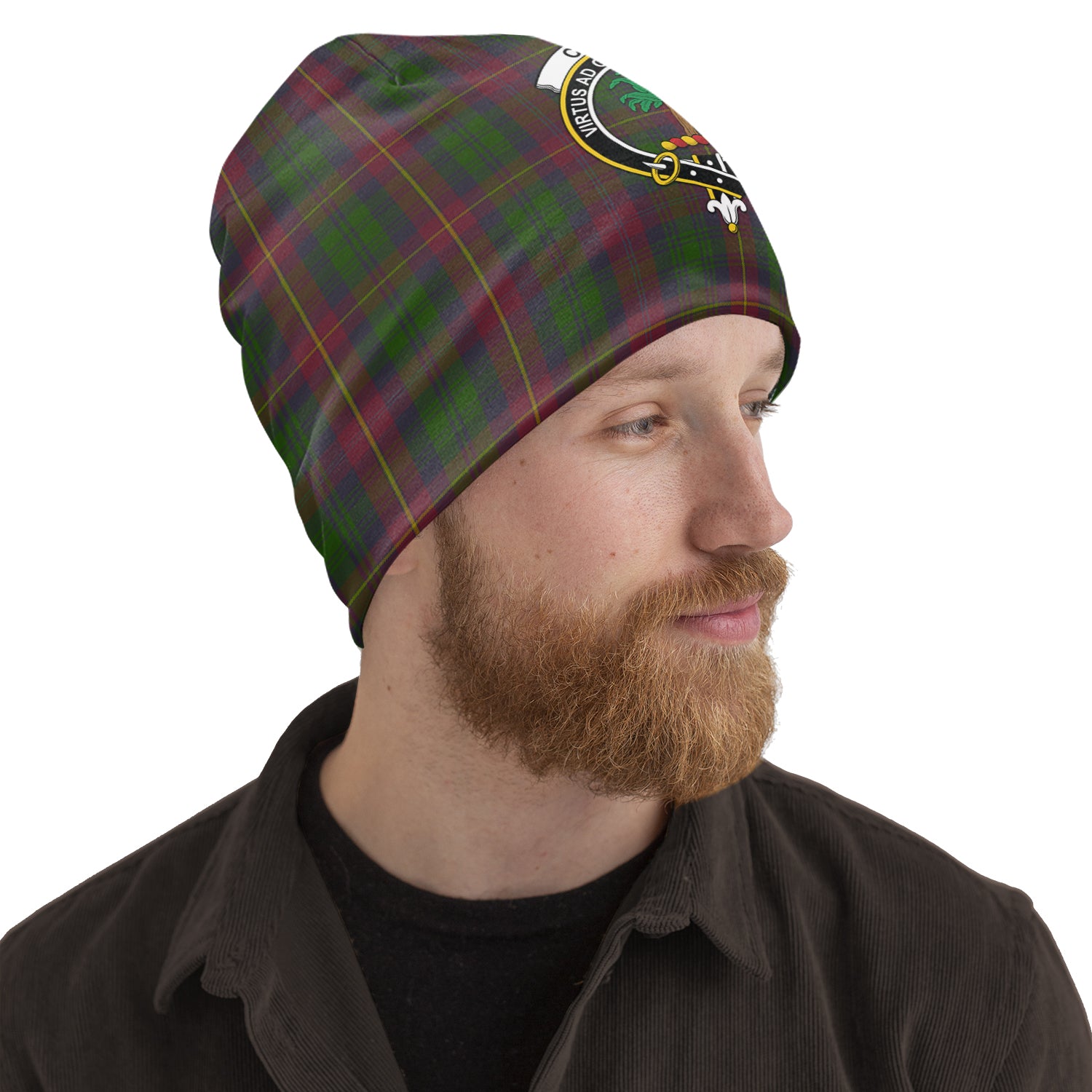 Cairns Tartan Beanies Hat with Family Crest One Size 22 inches 15.5 inches