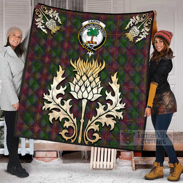 Cairns Tartan Quilt with Family Crest and Golden Thistle Style Super King Quilt 91" x 110" - Tartan Vibes Clothing