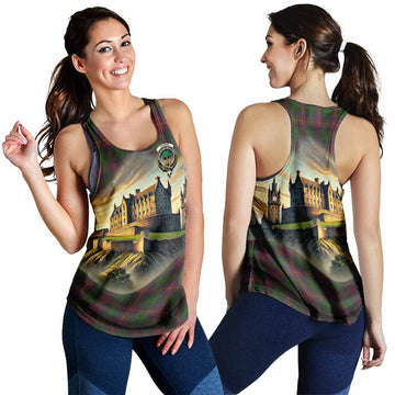 Cairns Tartan Family Crest Women's Racerback Tanks with Scottish Ancient Castle Style 4XL - Tartan Vibes Clothing