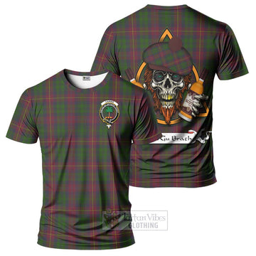 Cairns Tartan T-Shirt with Family Crest and Bearded Skull Holding Bottles of Whiskey Kid's Shirt - Tartan Vibes Clothing