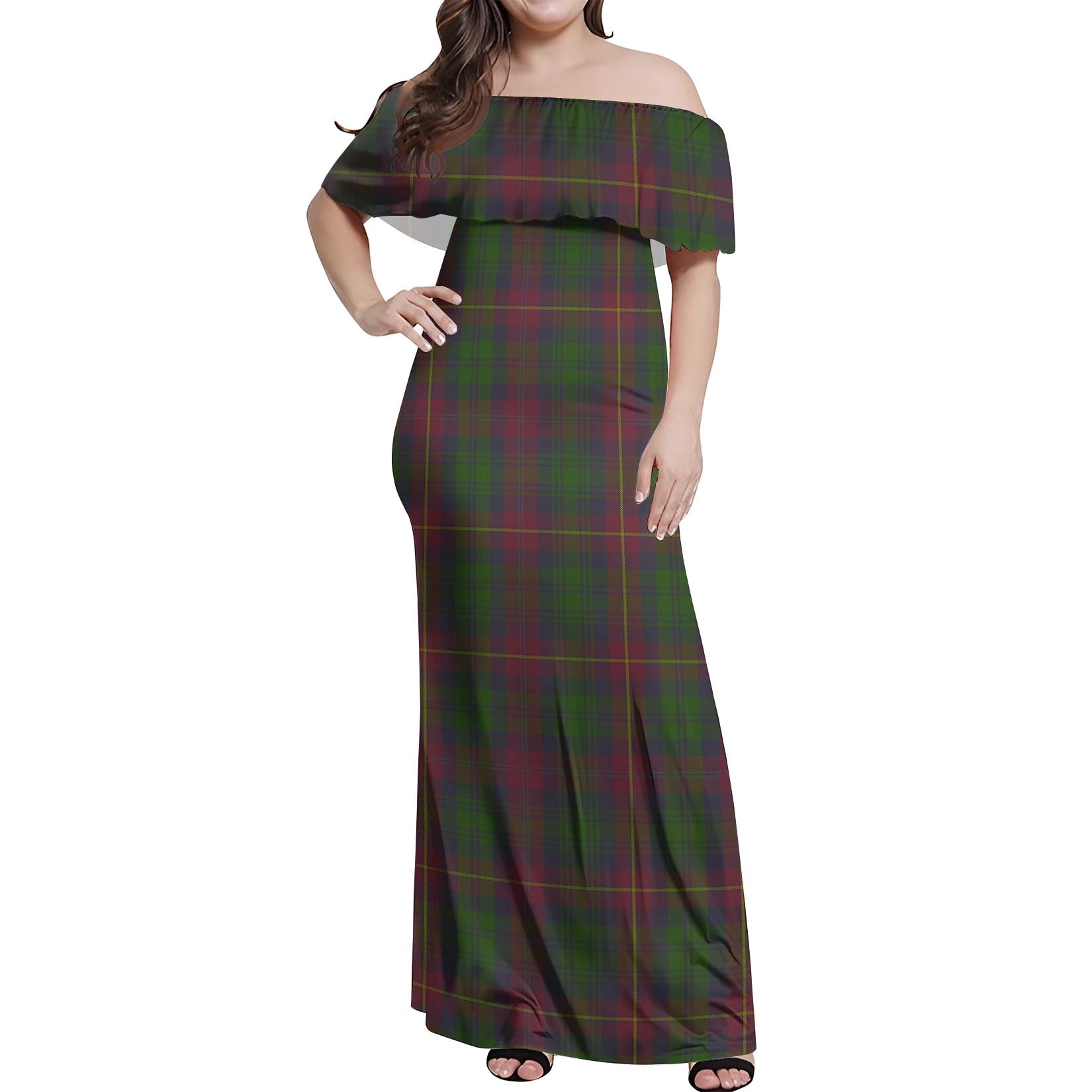 Cairns Tartan Off Shoulder Long Dress Women's Dress - Tartanvibesclothing