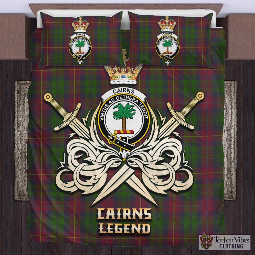 Cairns Tartan Bedding Set with Clan Crest and the Golden Sword of Courageous Legacy UK Bedding Set - Tartan Vibes Clothing