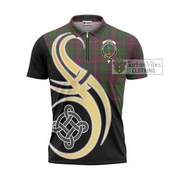 Cairns Tartan Zipper Polo Shirt with Family Crest and Celtic Symbol Style