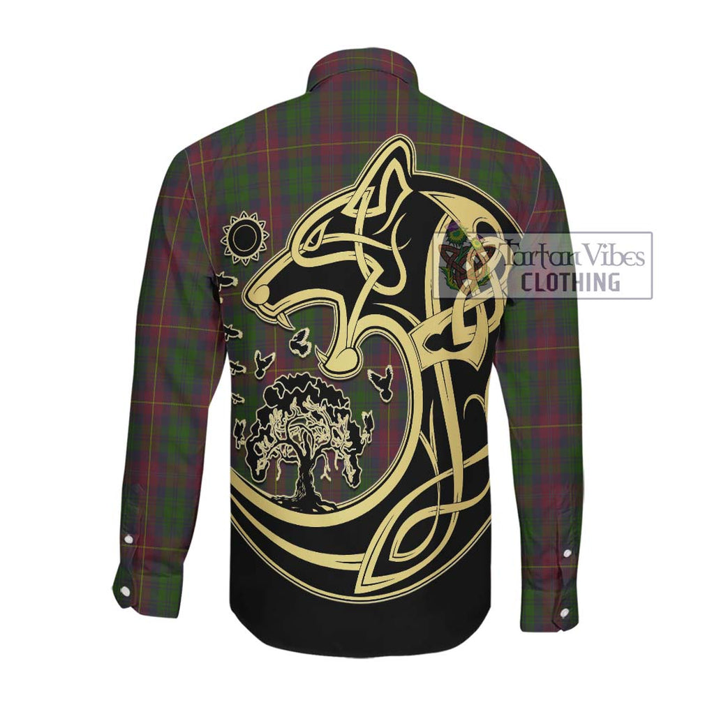 Cairns Tartan Long Sleeve Button Shirt with Family Crest Celtic Wolf Style Men's Shirt - Tartan Vibes Clothing