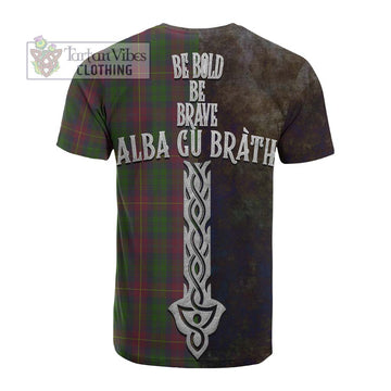 Cairns Tartan Family Crest Cotton T-shirt Alba Gu Brath Be Brave Lion Ancient Style - Tartan Vibes Clothing