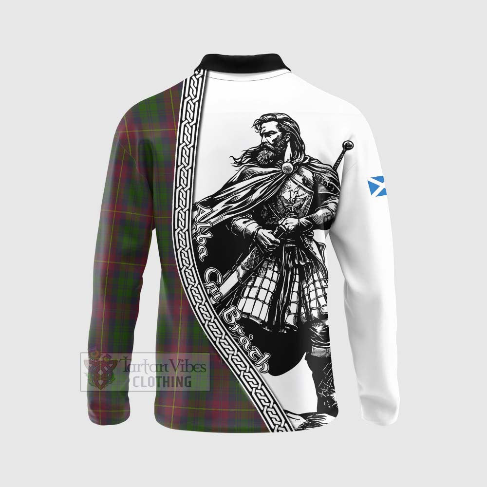Cairns Tartan Clan Crest Long Sleeve Polo Shirt with Highlander Warrior Celtic Style - Tartan Vibes Clothing