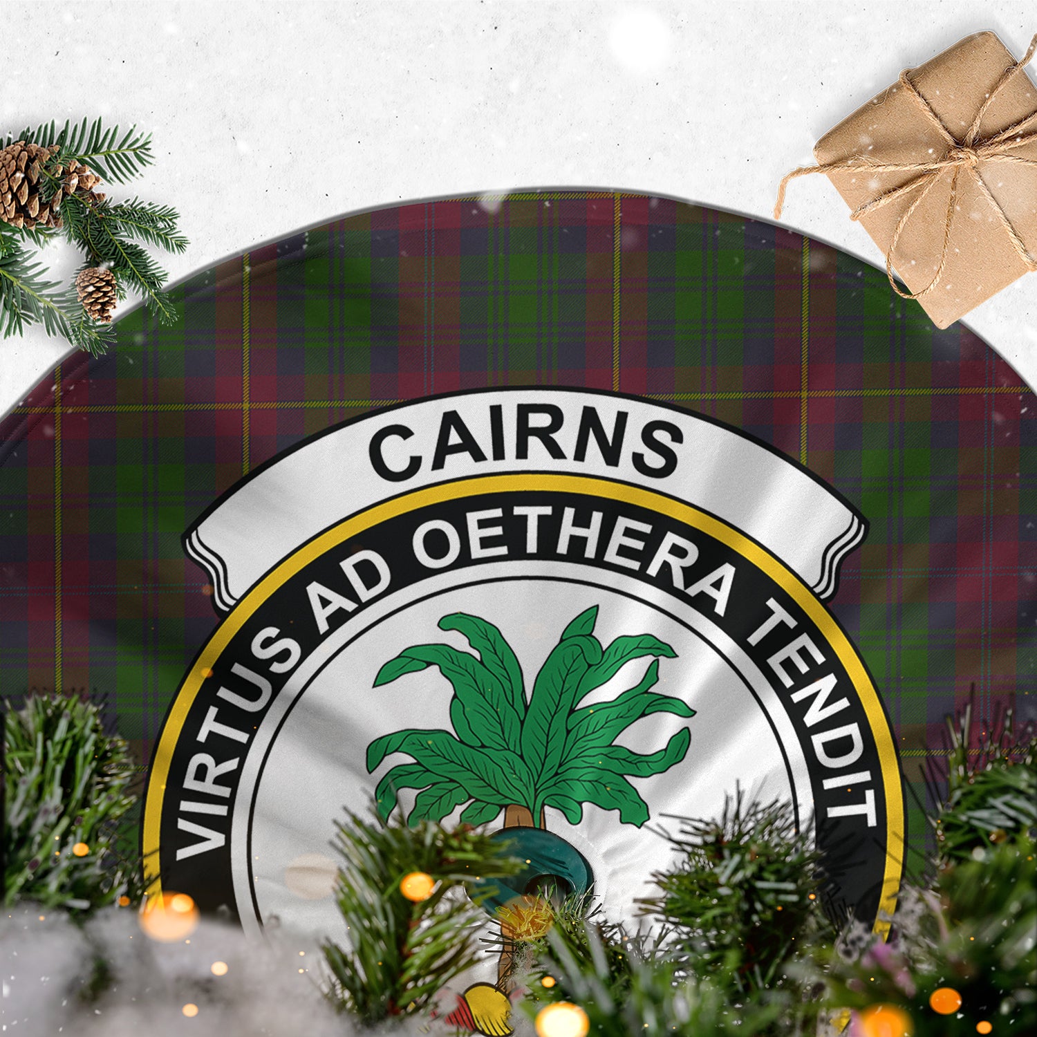 Cairns Tartan Christmas Tree Skirt with Family Crest - Tartanvibesclothing