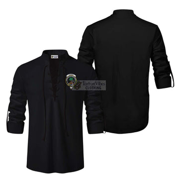 Cairns Clan Crest Ghillie Kilt Shirt Men Black - 2D-tartanvibesclothing