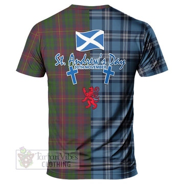 Cairns Tartan T-Shirt Happy St. Andrew's Day Half Tartan Style - Tartan Vibes Clothing