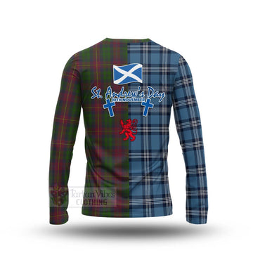 Cairns Tartan Long Sleeve T-Shirt Happy St. Andrew's Day Half Tartan Style - Tartan Vibes Clothing