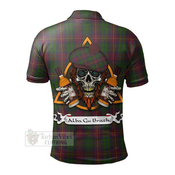 Cairns Tartan Polo Shirt with Family Crest and Bearded Skull Holding Bottles of Whiskey - Tartan Vibes Clothing