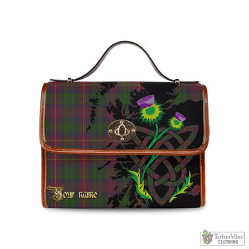 Cairns Tartan Waterproof Canvas Bag with Scotland Map and Thistle Celtic Accents Brown Leather Strap One Size 10.5*20*27cm - Tartan Vibes Clothing