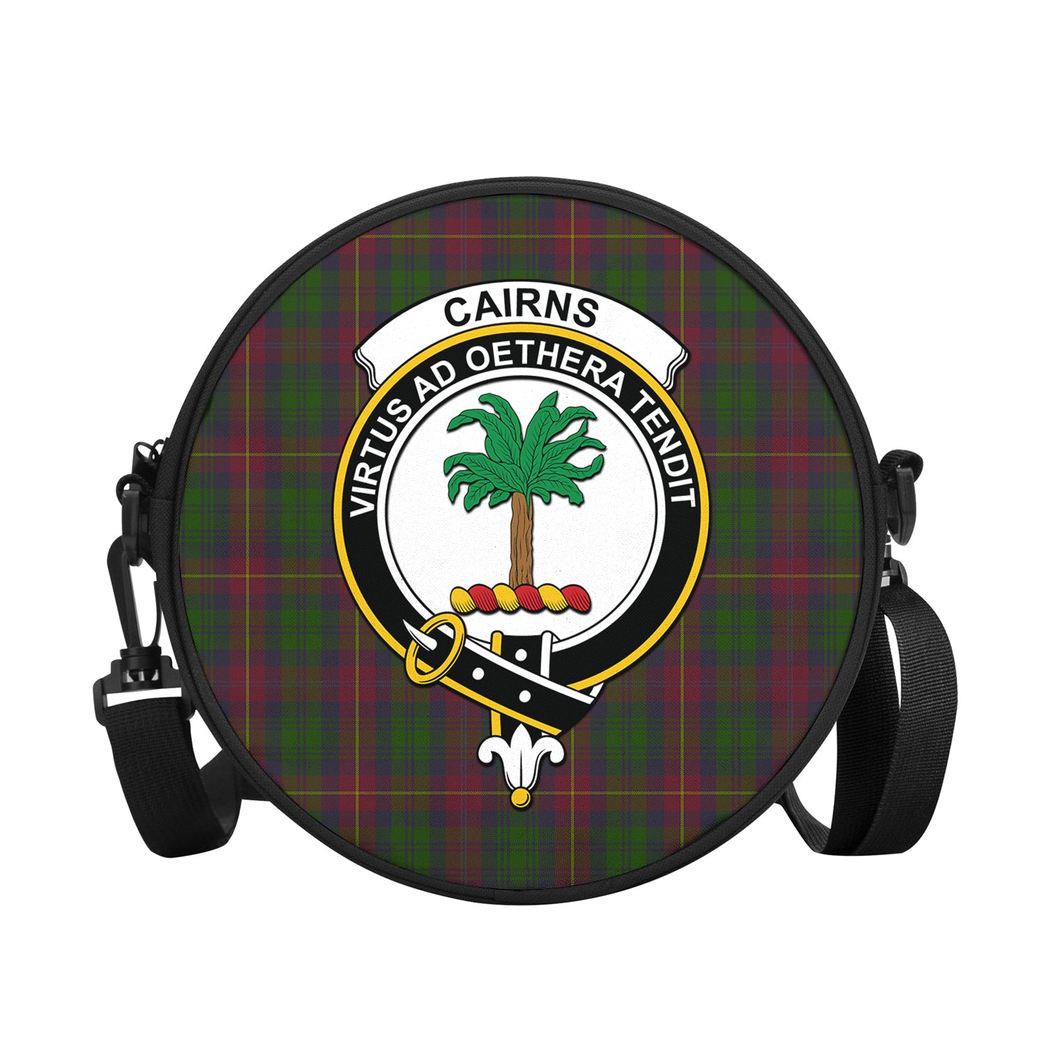 Cairns Tartan Round Satchel Bags with Family Crest