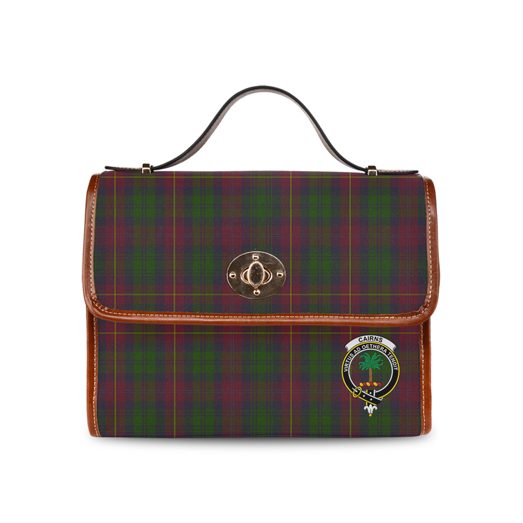 Cairns Tartan Leather Strap Waterproof Canvas Bag with Family Crest