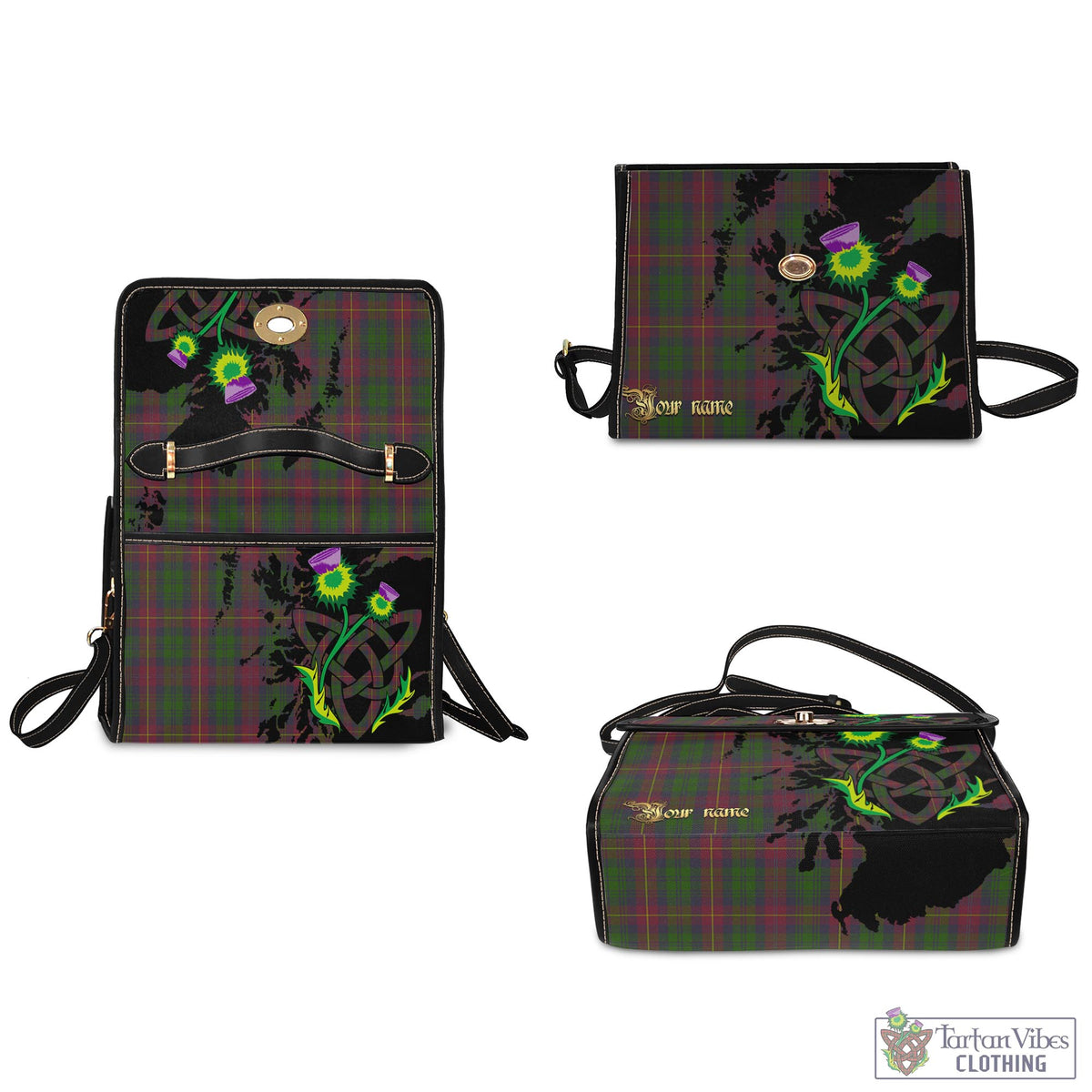 Cairns Tartan Waterproof Canvas Bag with Scotland Map and Thistle Celtic Accents - Tartan Vibes Clothing